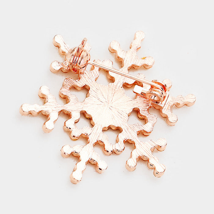 Rhinestone snowflake brooch