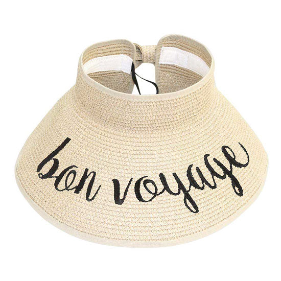 Bon Voyage Message Roll Up Foldable Visor Sun Hat