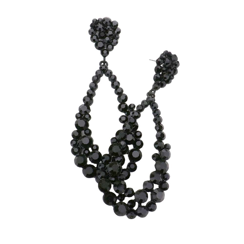 Women's Crystal Bubble Cluster Teardrop Evening Dangle Earrings