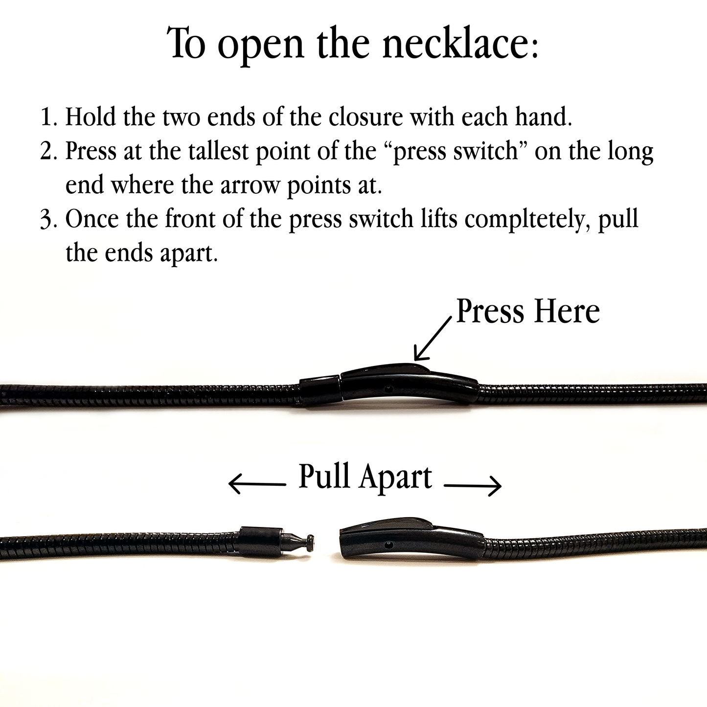 C062B B.Tiff Press Lock Black Coil Chain Necklace/ 2.5mm Thick