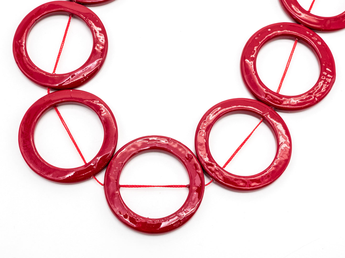 40mm Natural Mother of Pearl Beads, Red Round O Ring Smooth Gemstone Beads, Red Pearl Shell 15inch full strand, SKU#U189