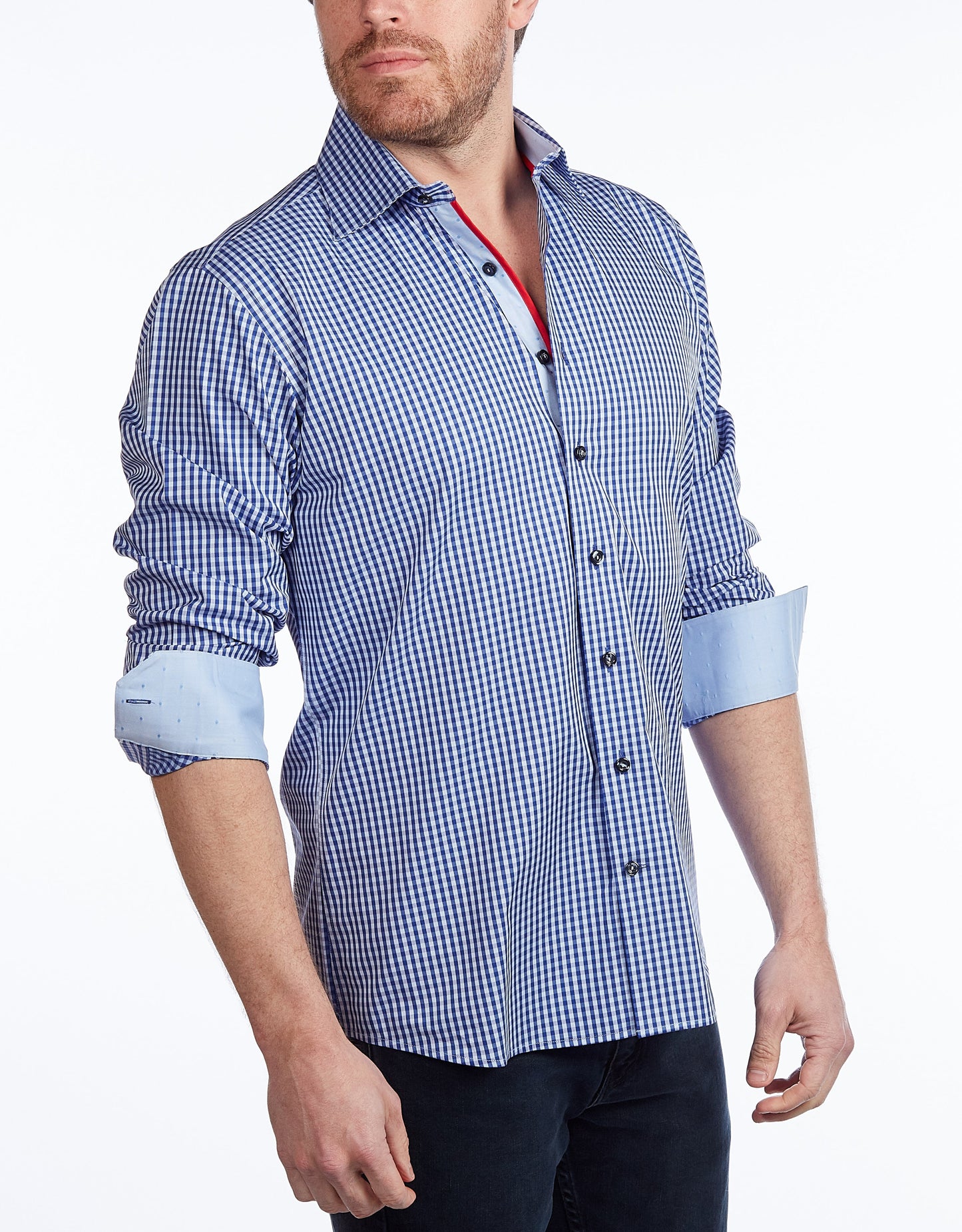 Contrast Collar Button-Up Shirt - Contemporary Fit - Contrast trimming - final sale - Size Small