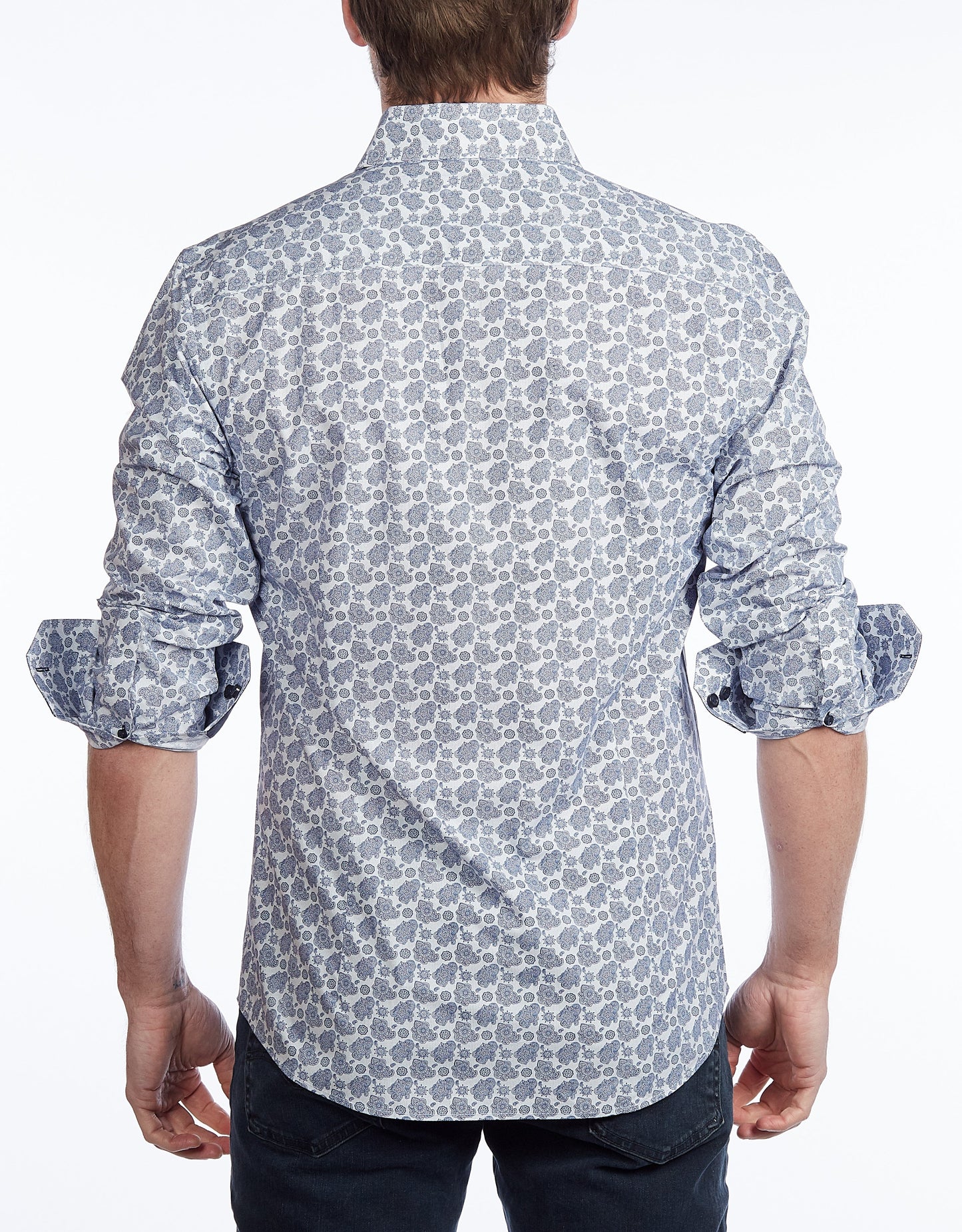 Contrast Collar Button-Up Shirt // Navy - Contemporary Fit - Contrast trimming - final sale - Size Small