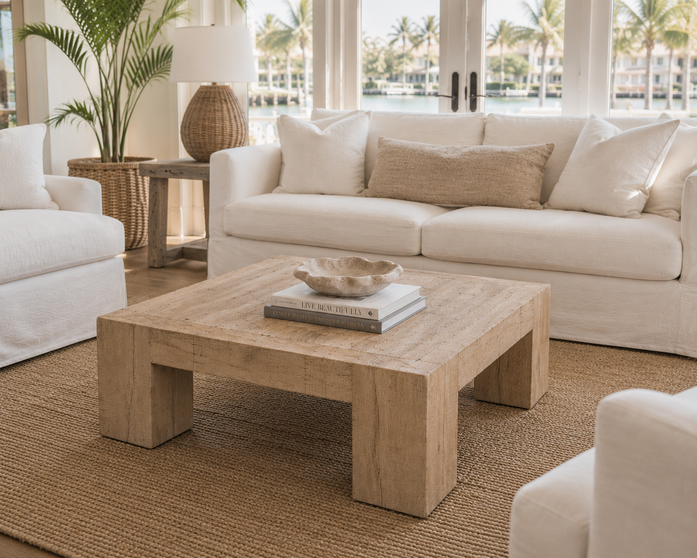 Recycled Bleach Teak Coffee Table 31" Square