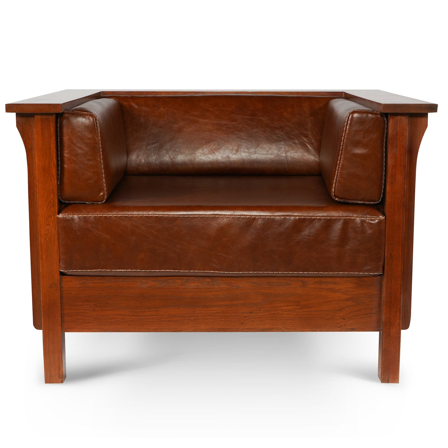 Mission / Craftsman Cubic Panel Side Arm Chair - Chestnut