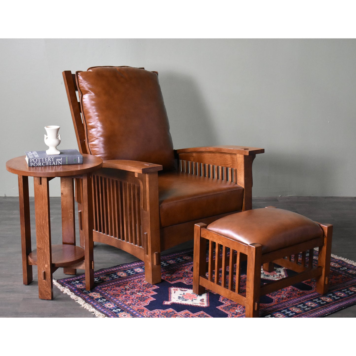 Craftsman-Mission Leather-Oak Morris Arm Chair-Russet Brown-RB-2