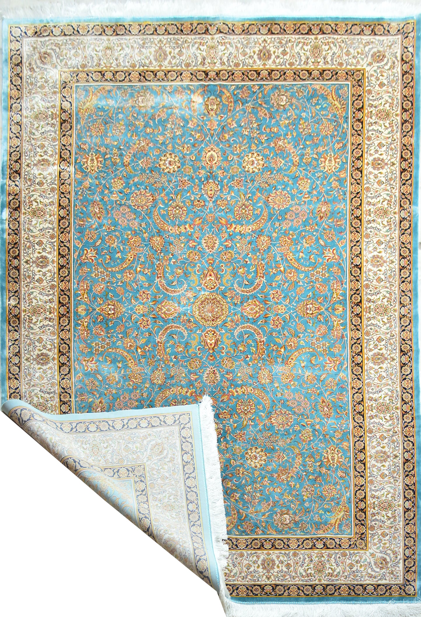 Sultanabad 100% Silk Oriental Rug 6' 7" x 9' 9"