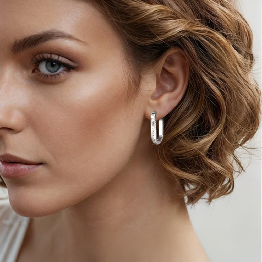 ER081W B.Tiff Pavé Padlock Hoop Earrings