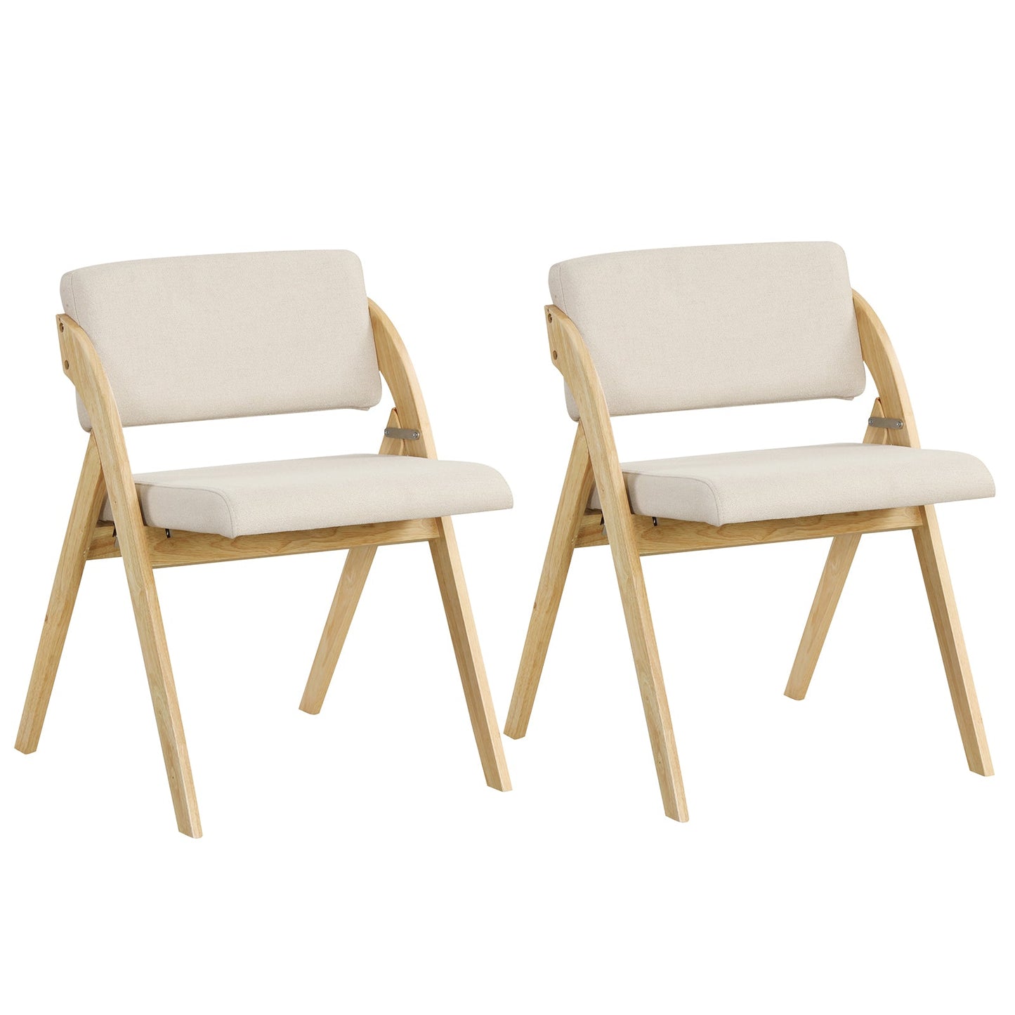 Set of 2 Folding Kitchen Dining Chairs with Rubber Wood Legs-Walnut