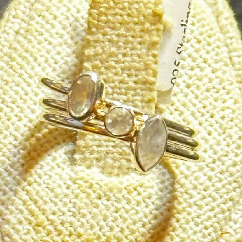 Rainbow Moonstone 3 Stack Ring Set