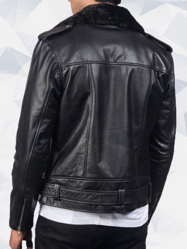 Furton Black Biker Leather Jacket