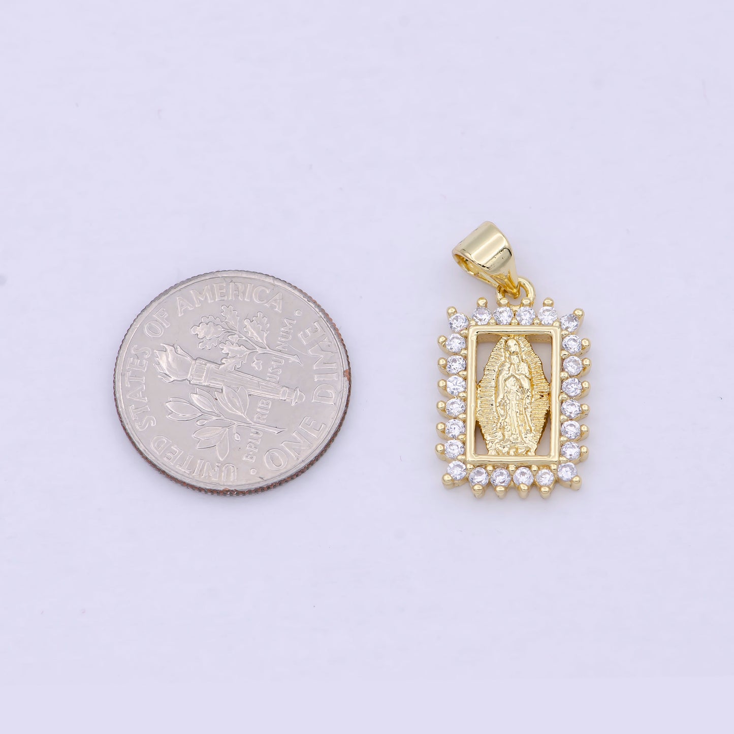 Dainty Gold Virgin Mary Lady Guadalupe Charm I-866