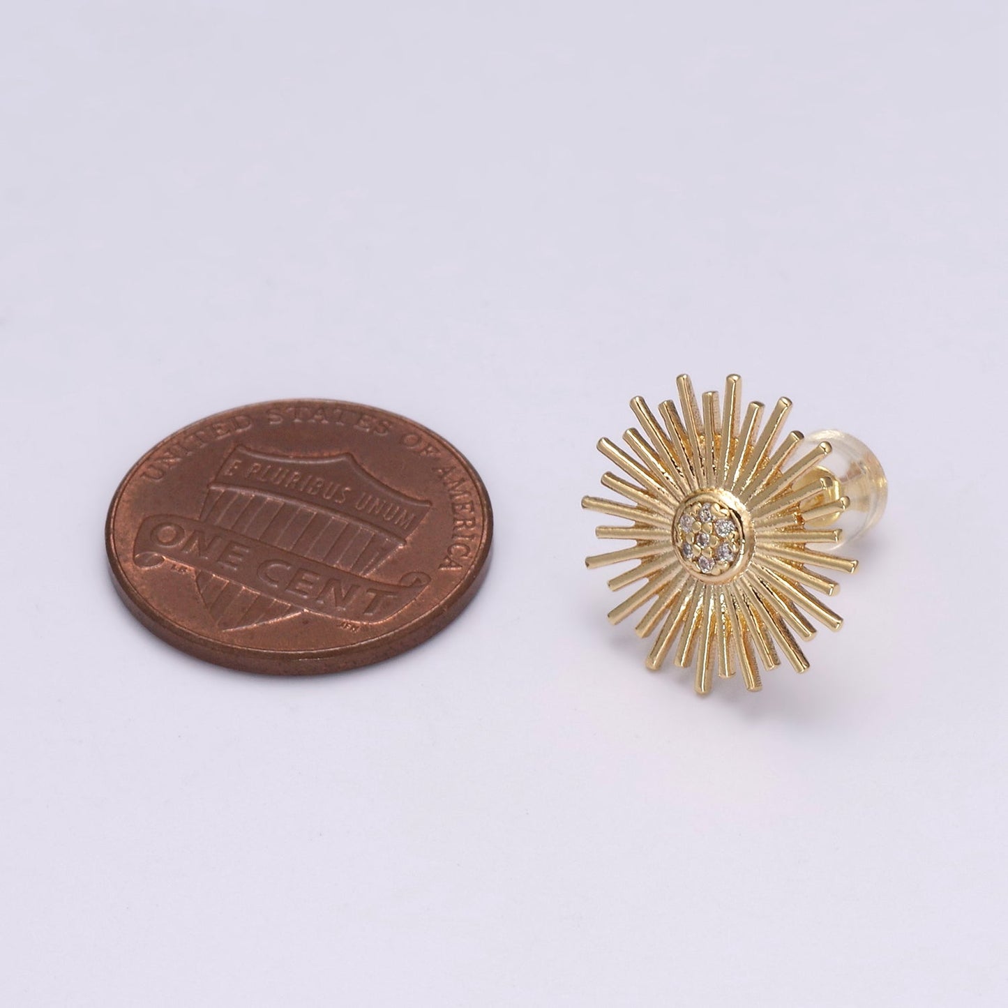 Dainty Sun earrings • sunburst stud earrings • gold sun earrings • gold stud earrings • Cz Everday earrings • small earrings T-234
