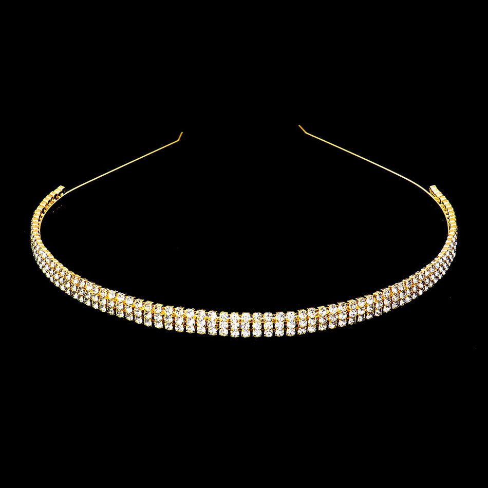 3 Rows crystal rhinestone headband