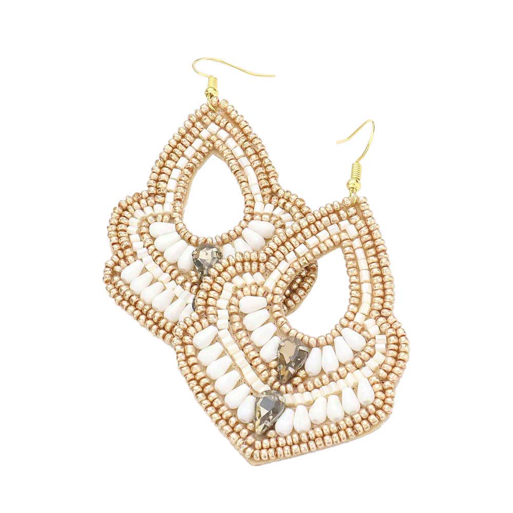 Felt Back Boho Multi Beaded Dangle Earrings