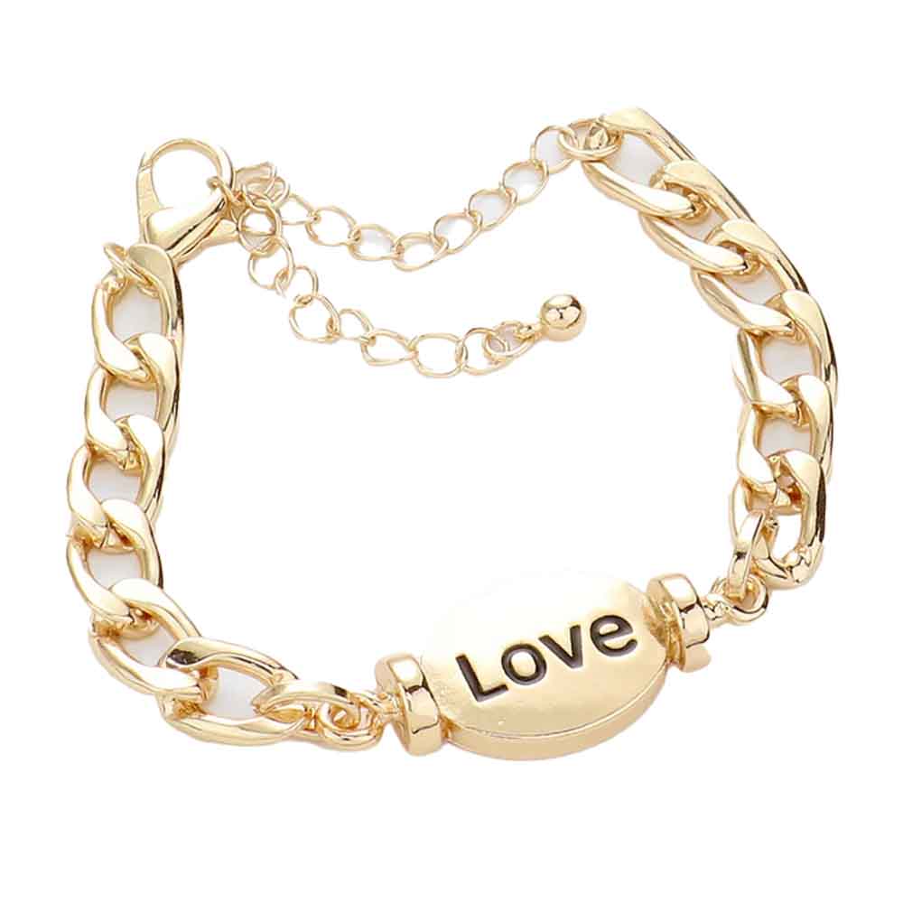 LOVE Metal Oval Message Charm Bracelet