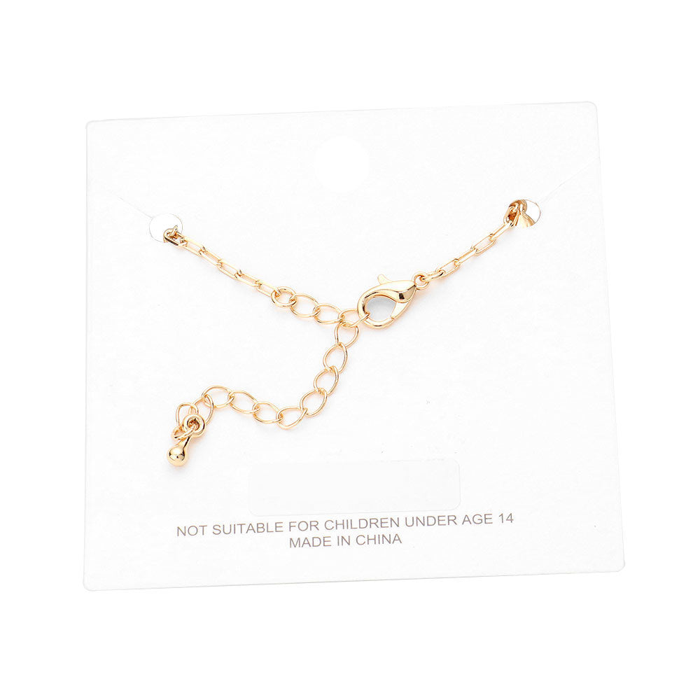 Triple Metal Smile Double Round Stone Station Anklet
