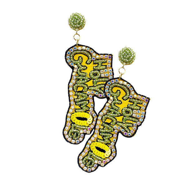 Holy Guacamole Message Beaded Dangle Earrings