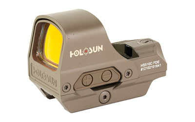 Holosun Technologies HS510C - Reflex Sight - Multiple Reticle - 65 MOA Circle - 2 MOA Red Dot - Aluminum Housing - Matte Finish - Flat Dark Earth - Solar with Internal Battery