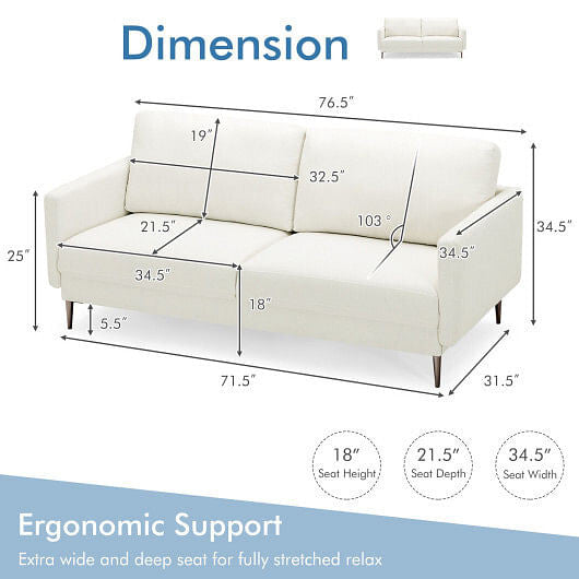 Modern Loveseat with Comfy Backrest Cushions-Gray