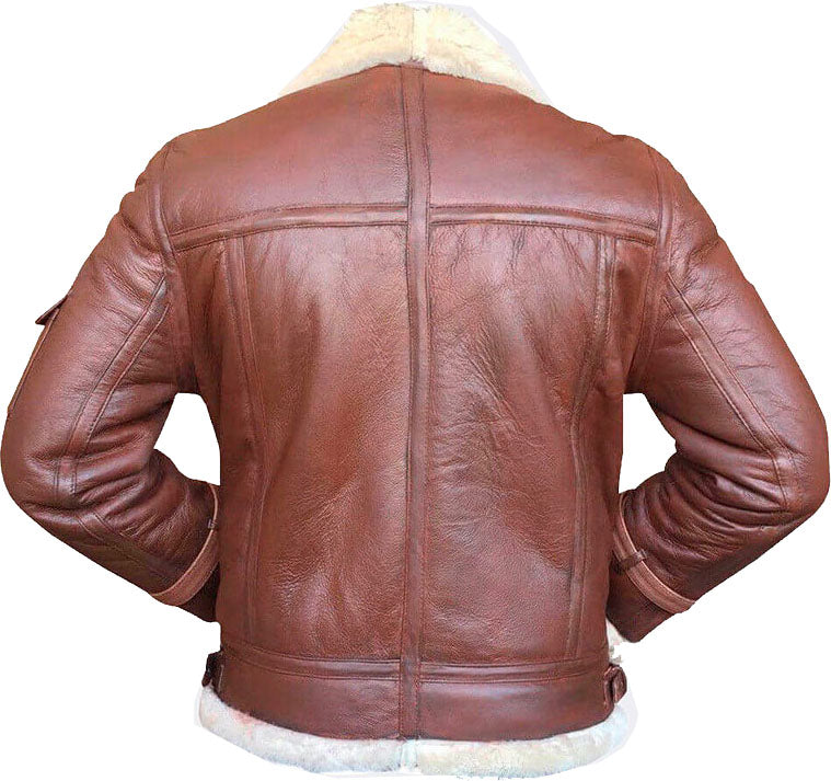 Handmade Men’s Flying Leather Jacket With Fur