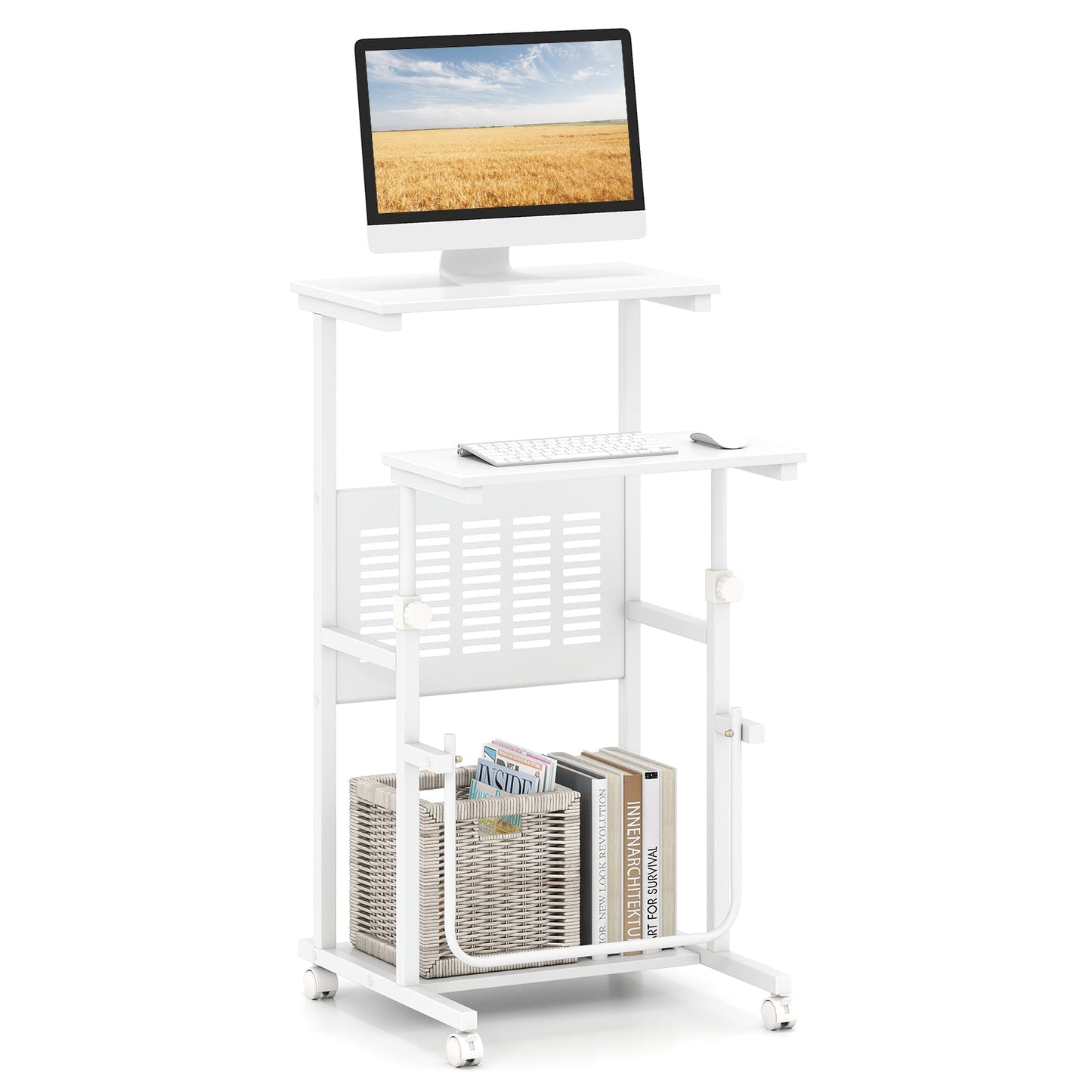 Height Adjustable Mobile Computer Stand