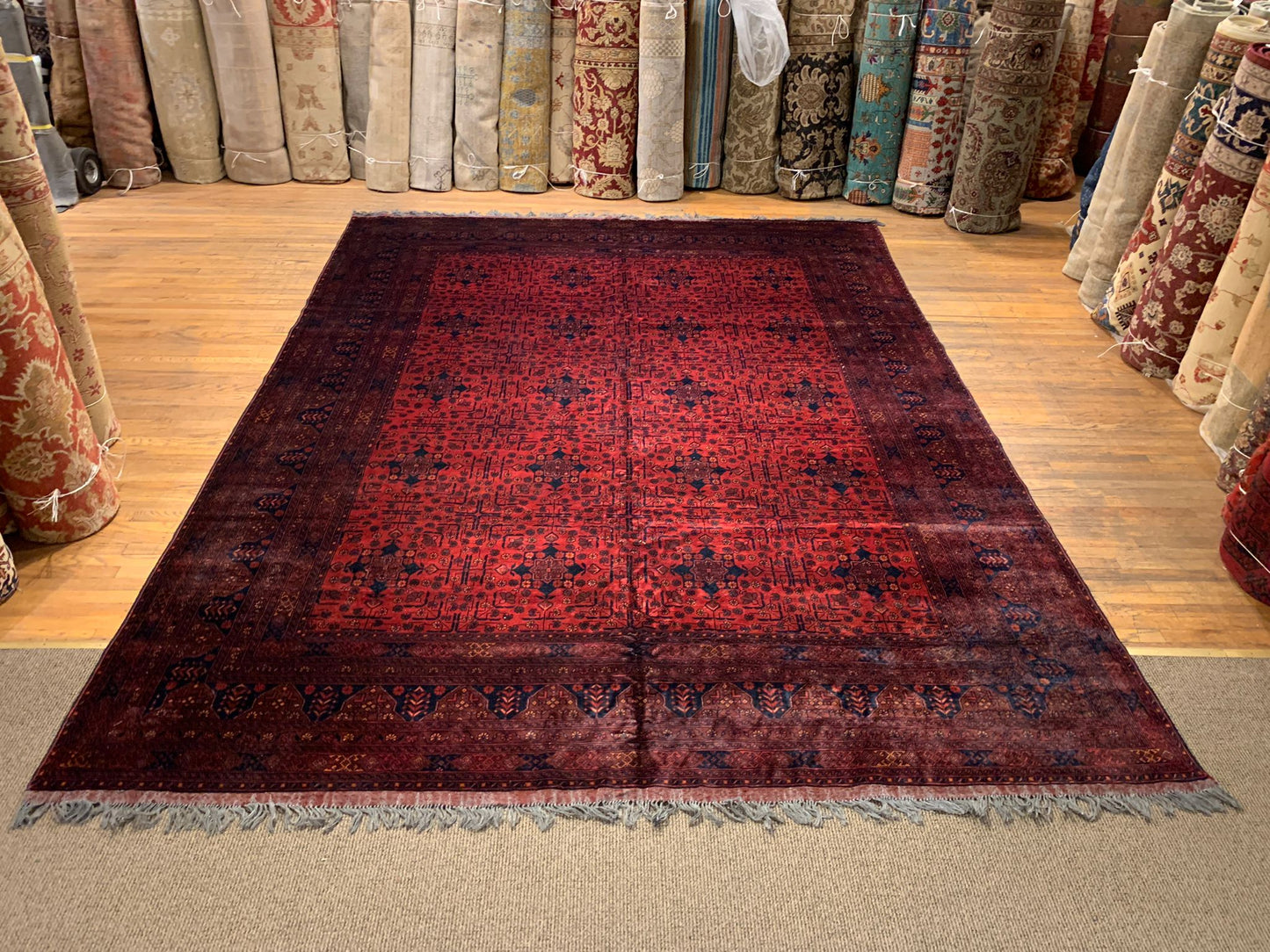 Terkaman Tribal Afghan Oriental Rug, size 9' 8" x 13' 4" (C)