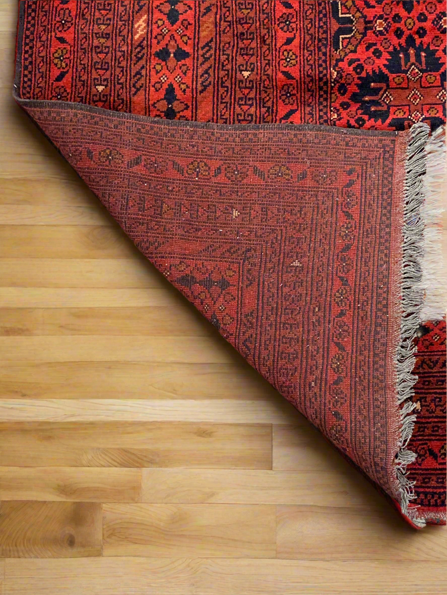 Terkaman Tribal Afghan Oriental Rug, size 3" 10" x 15' 6" (C)