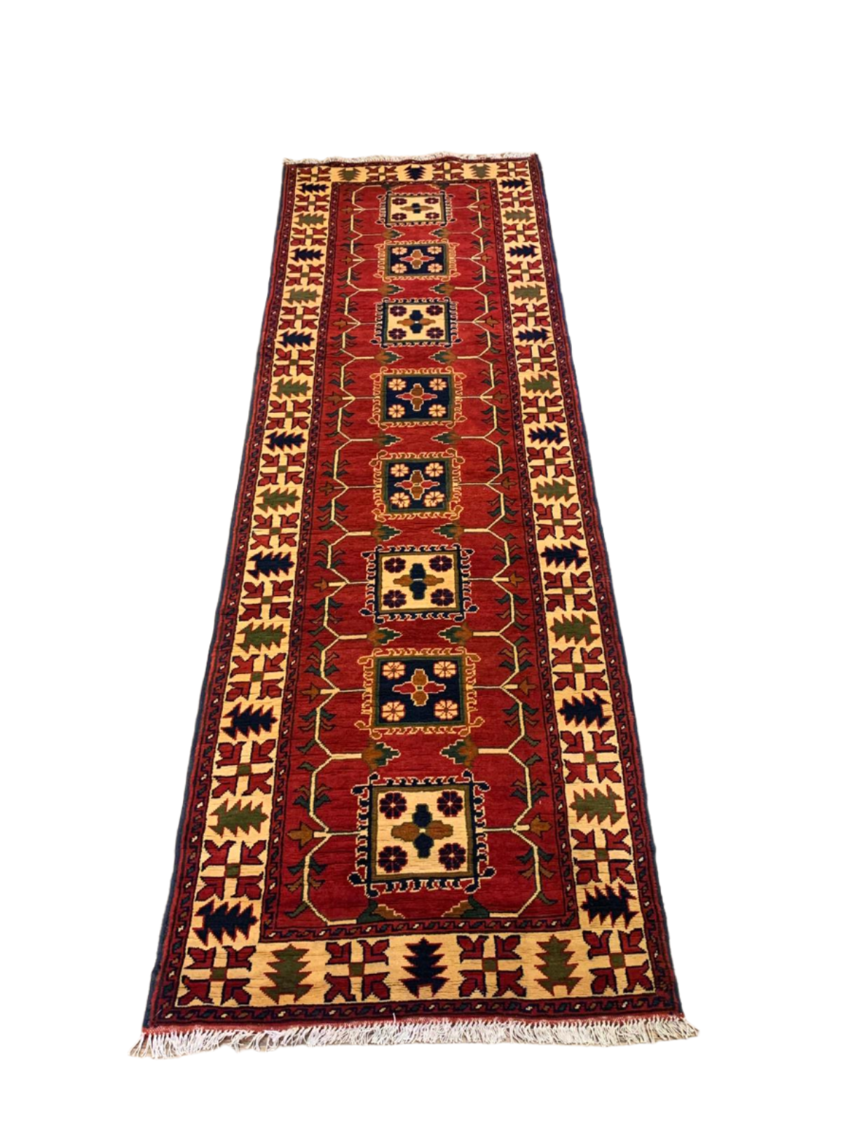 Terkaman Tribal Afghan Oriental Rug, size 2' 11" x 9' 7" (Q)