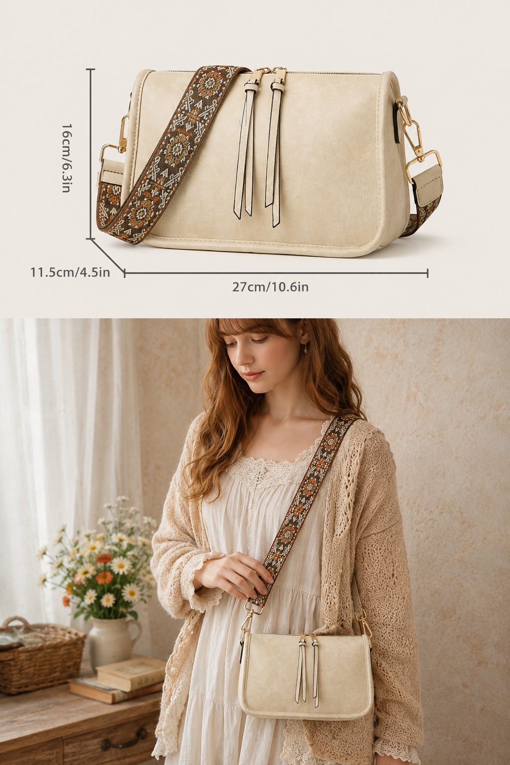 Bohemian Wide Shoulder Strap Crossbody Bag