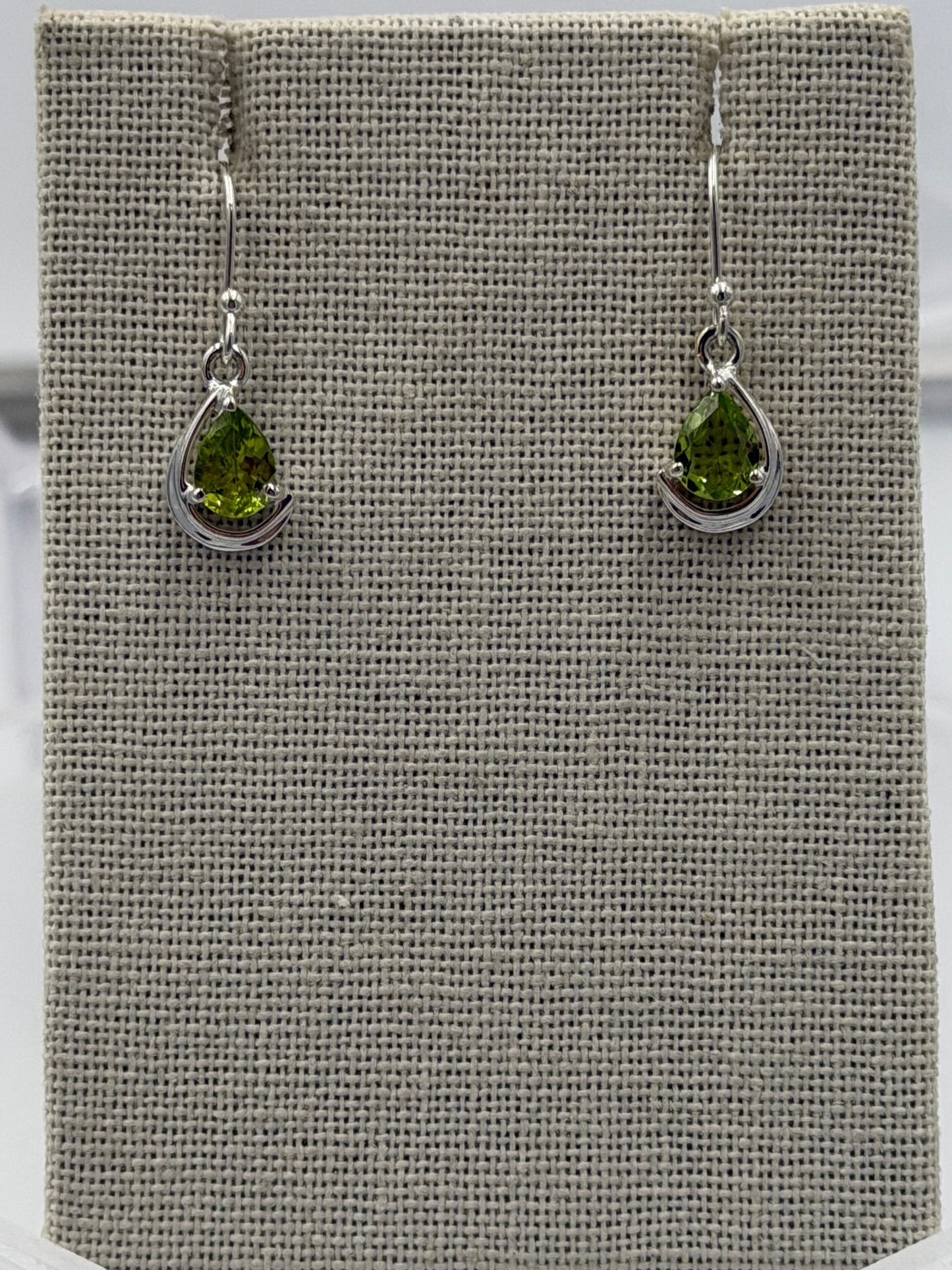Sterling Silver Teardrop Peridot Dangle Earrings