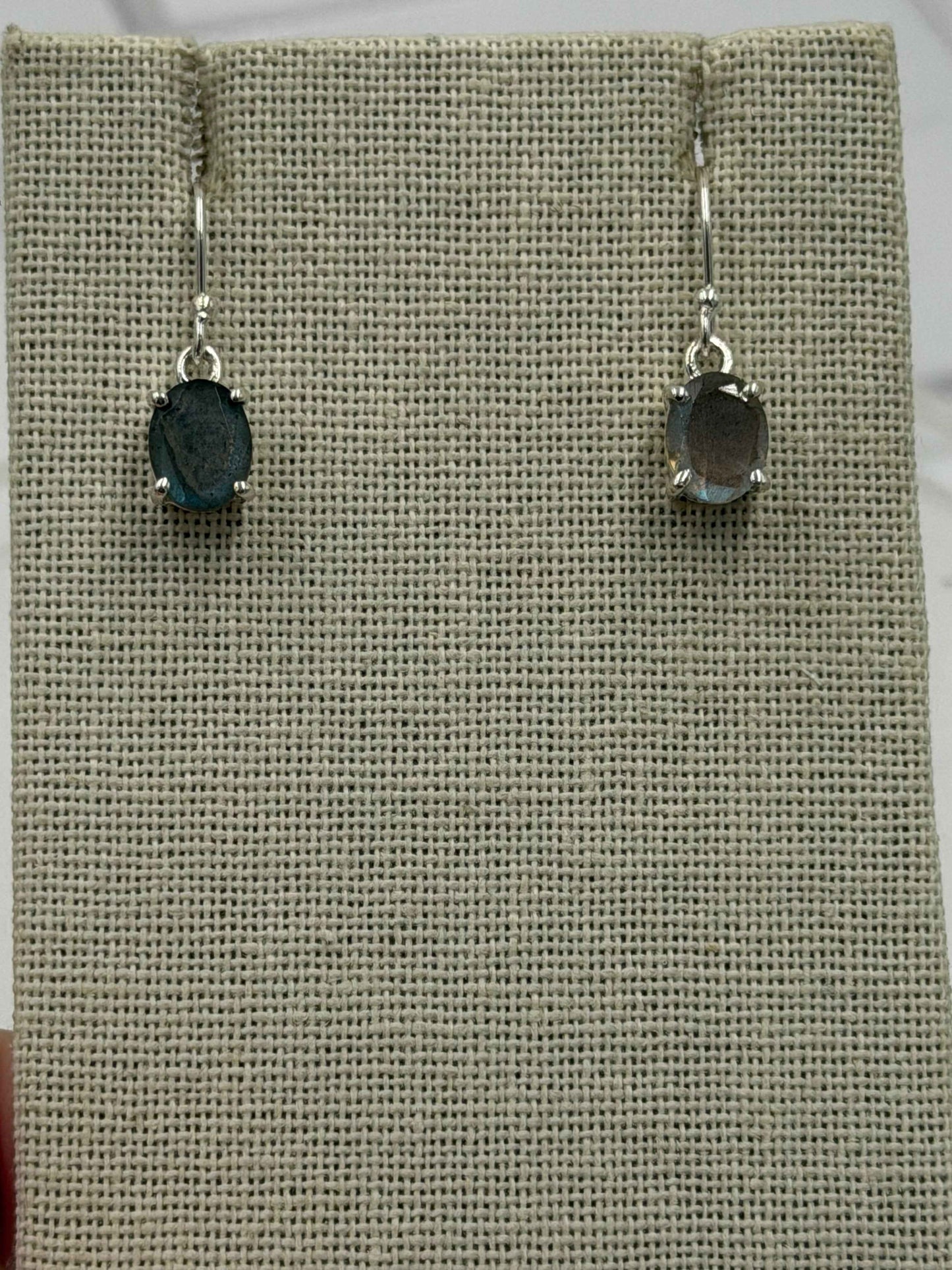 Sterling Silver Oval Labradorite Dangle Earrings