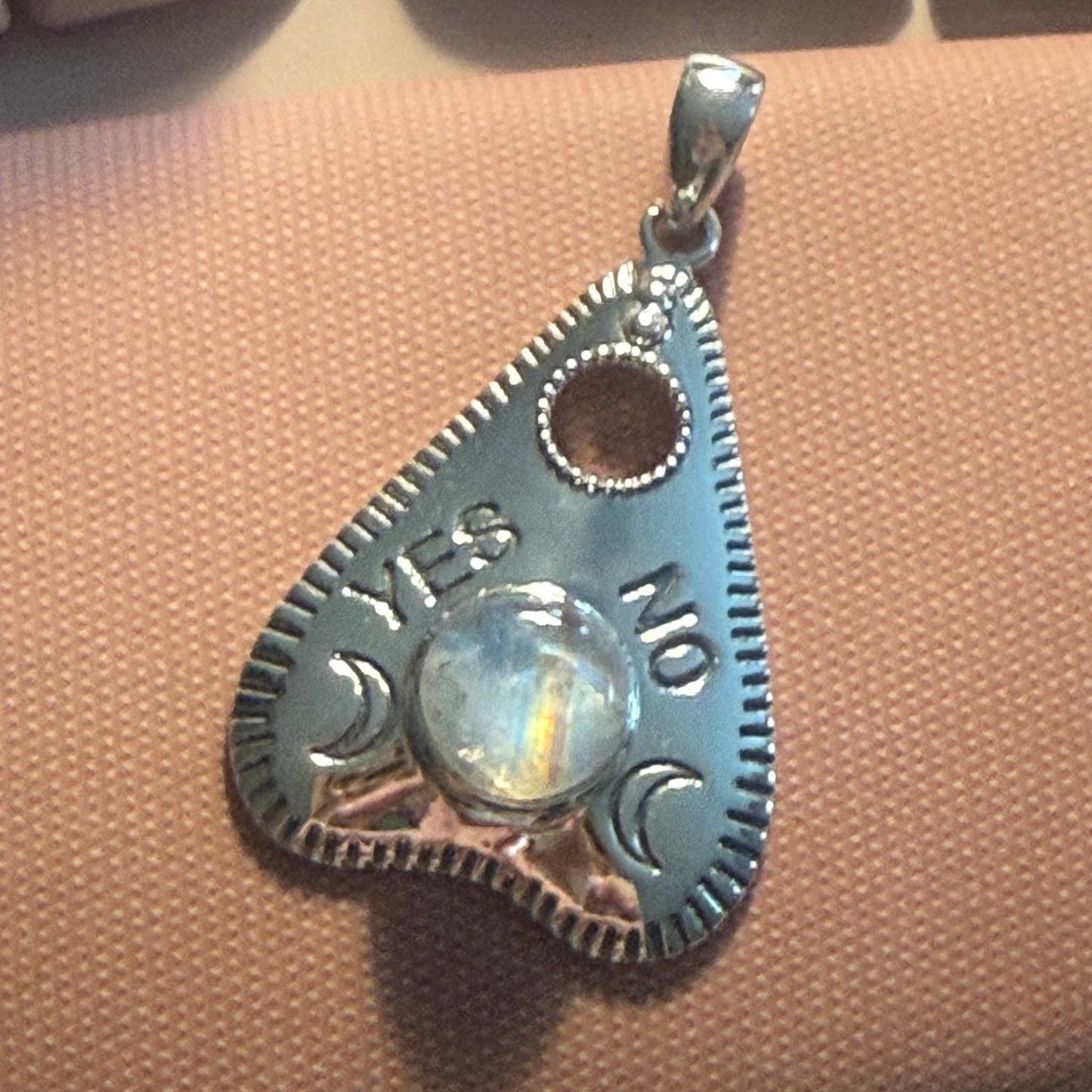 Sterling Silver “Spirit Gate” Planchette Pendant – Malachite, Moonstone, or Black Onyx