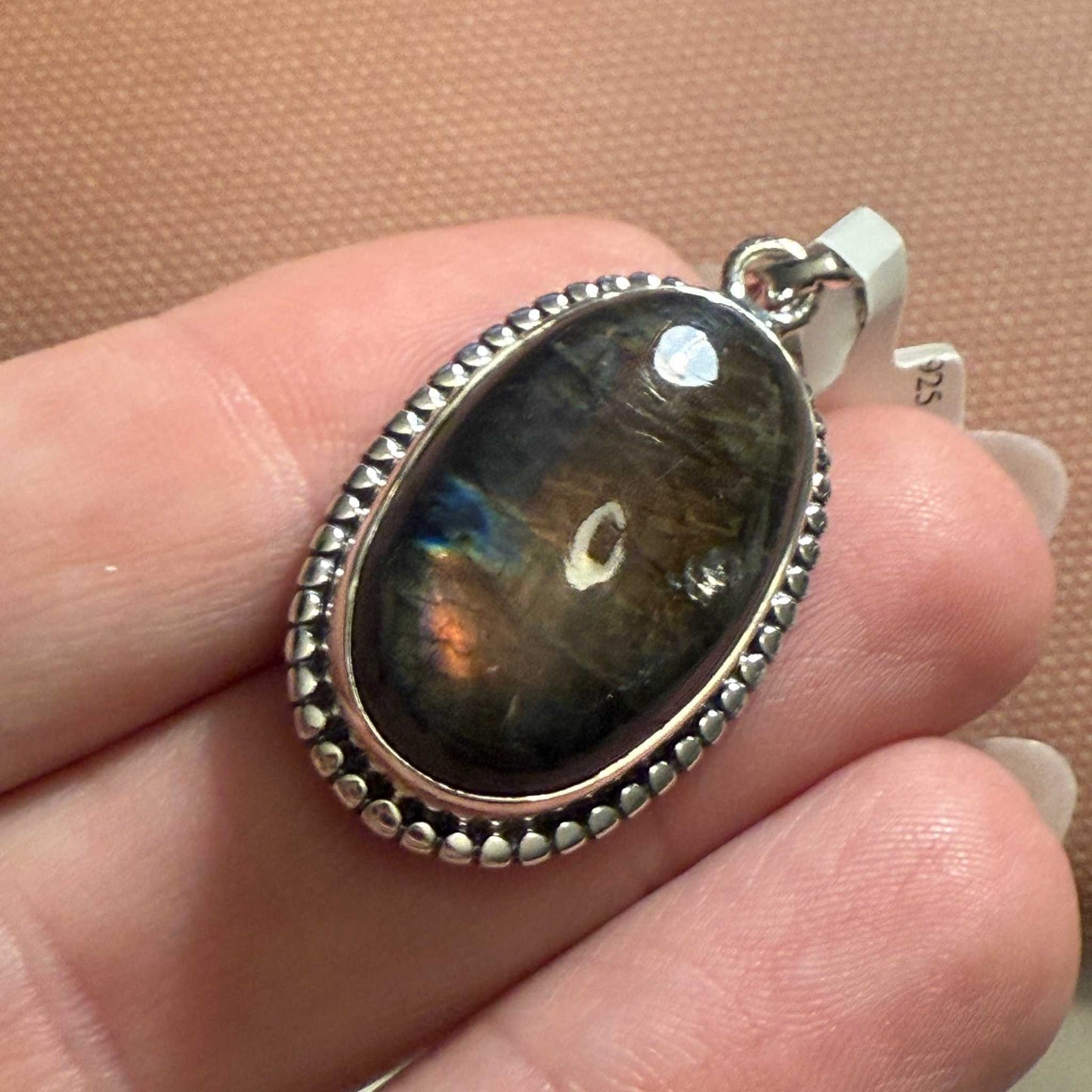 Oval Specular Labradorite Pendant in Sterling Silver