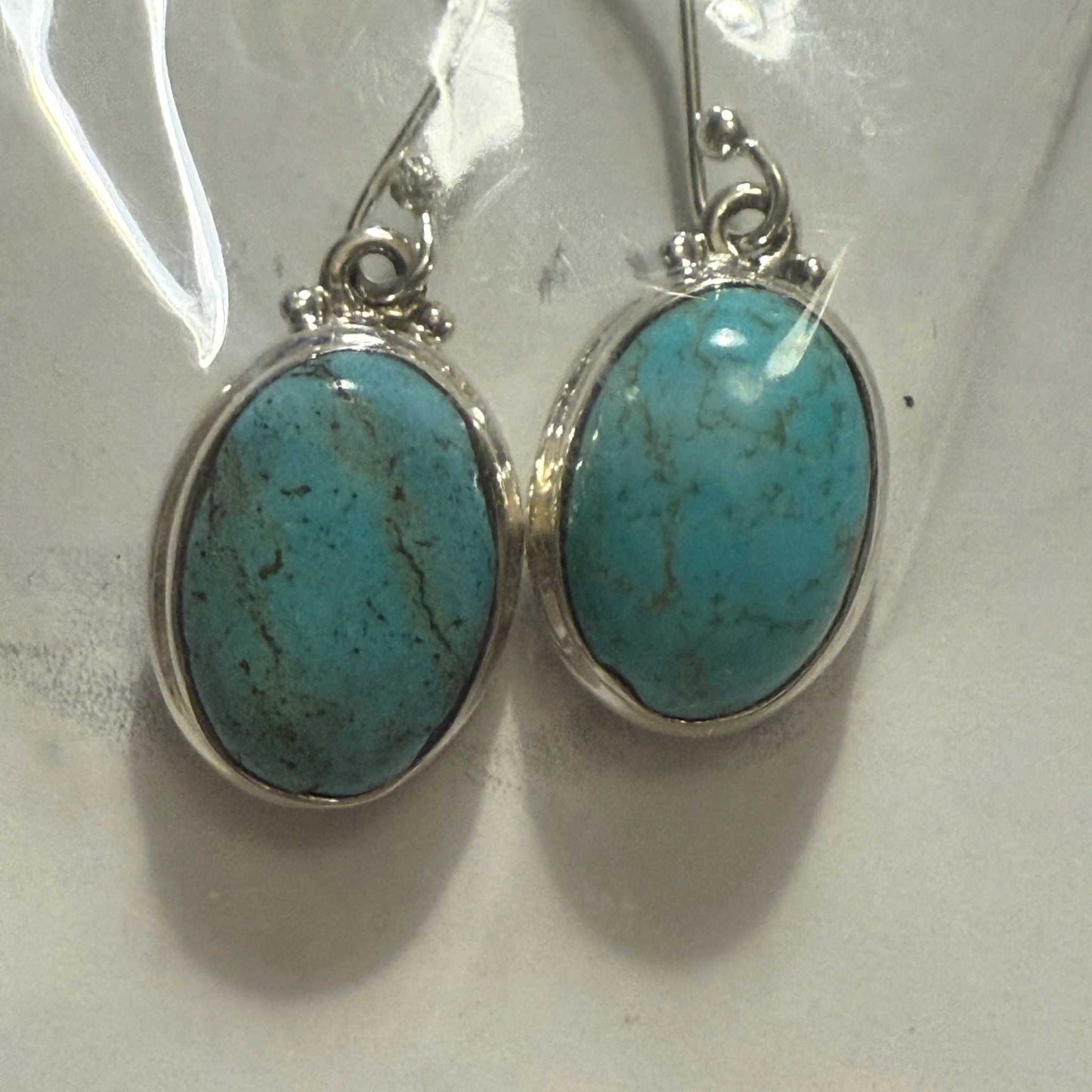 Classic Oval Turquoise Earrings in Sterling Silver