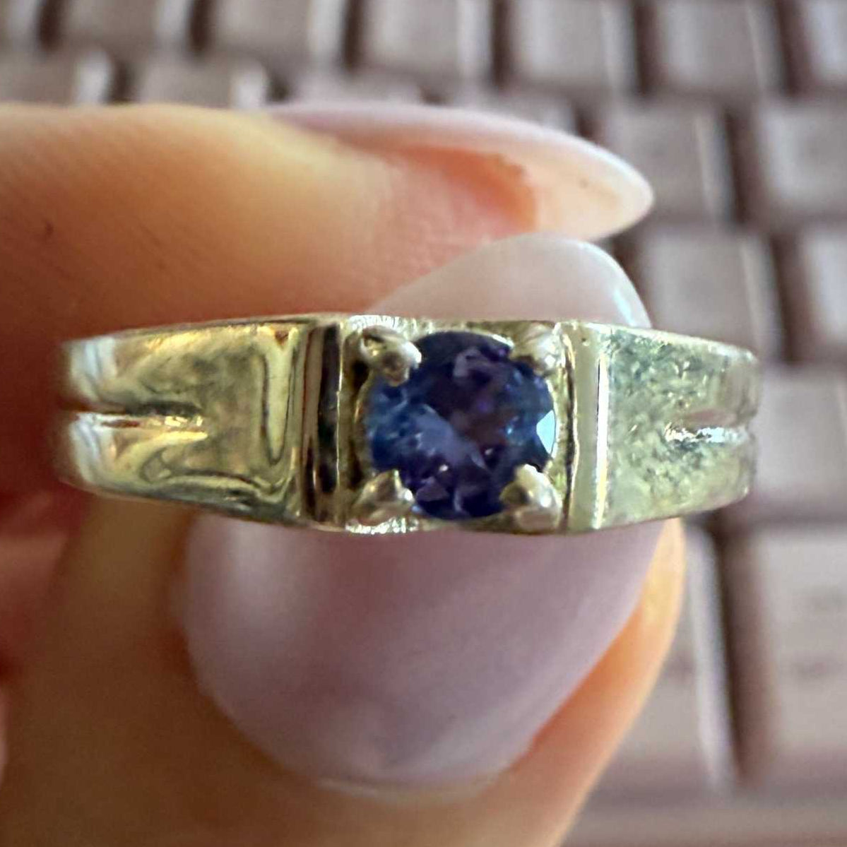 Dainty Masc Tanzanite Sterling Silver Ring – Size 7 – Intuition, Strength & Clear Guidance