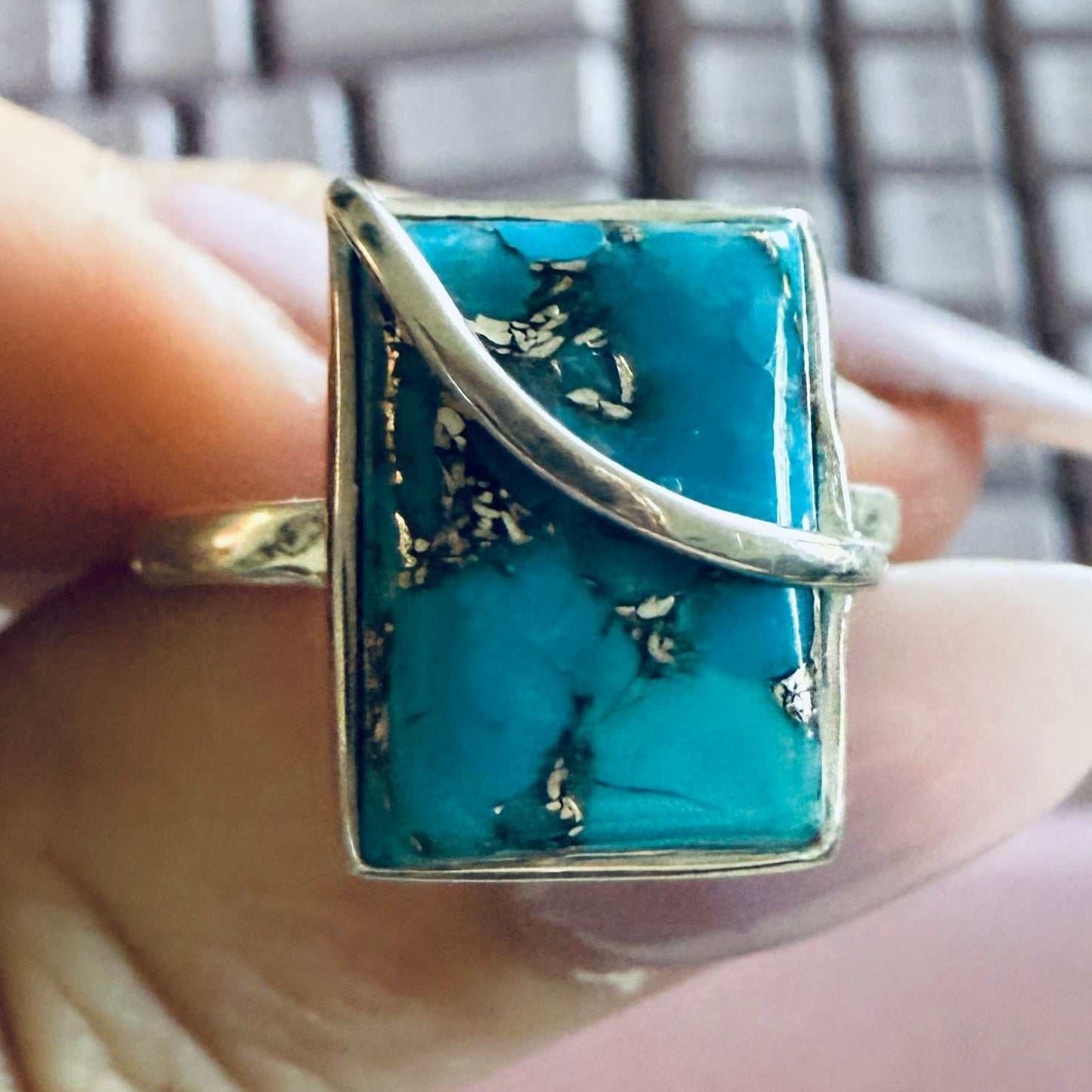 Rectangular Turquoise Ring — Sizes 7 & 9