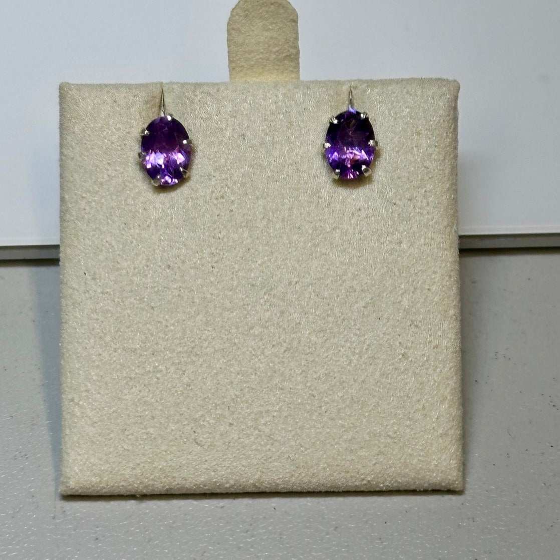 Amethyst Oval Post Earrings – Sterling Silver