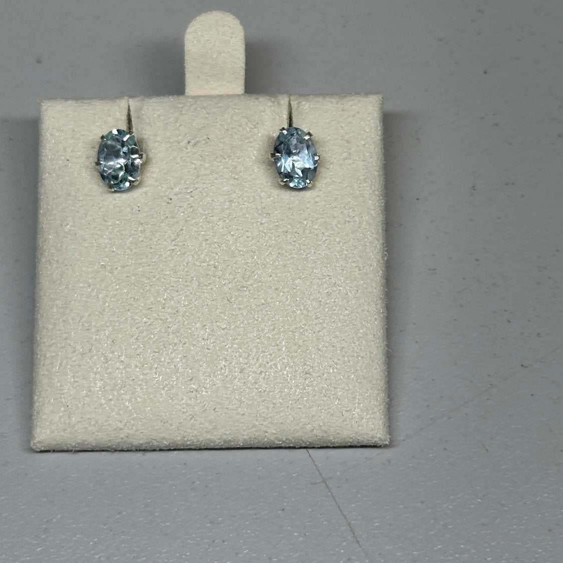 Aquamarine Oval Post Earrings – Sterling Silver