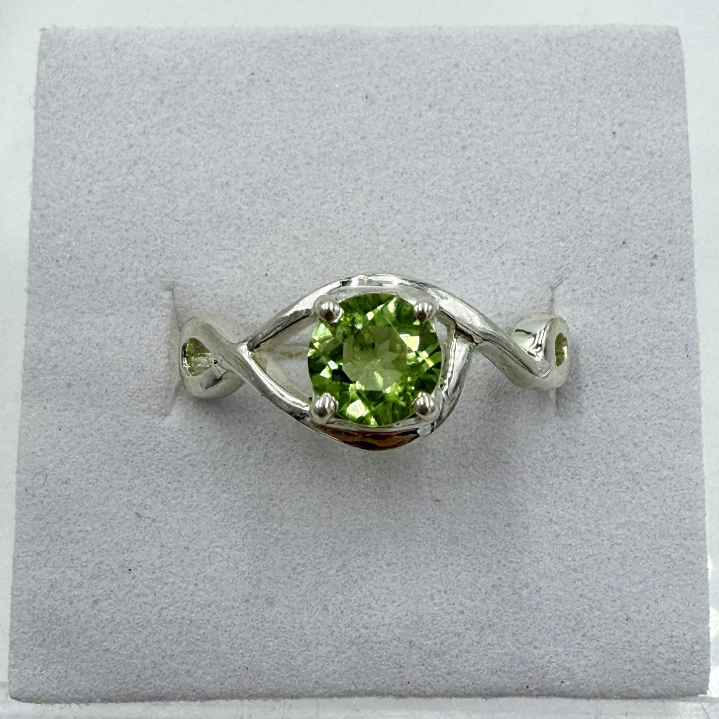 Sterling Silver Double Swirl Peridot Ring - Size 7 -Positivity, Growth & Renewal