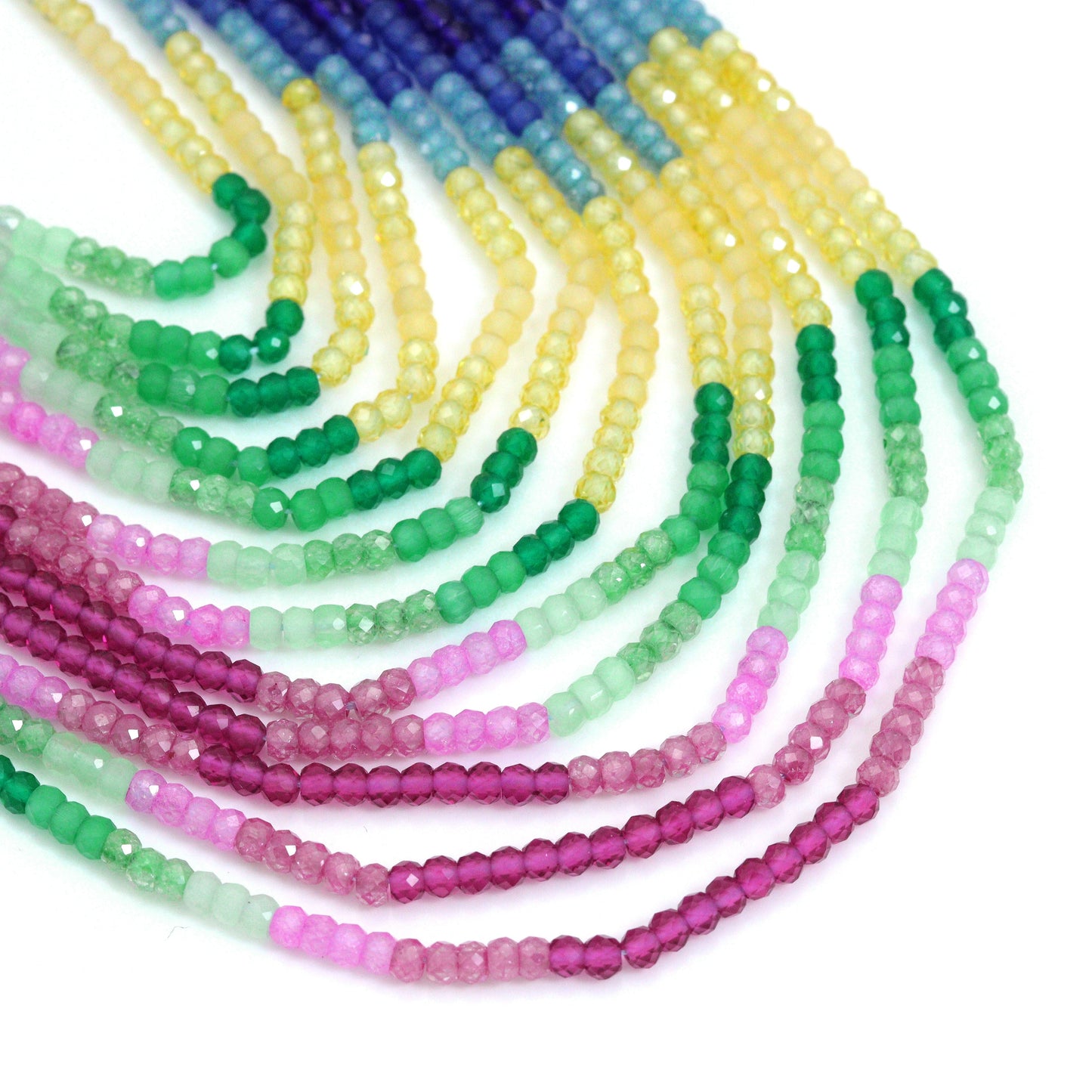 2x3mm Multicolor CZ/Crystal/Cat's Eye Rondelle Faceted Beads, Sku#U2332