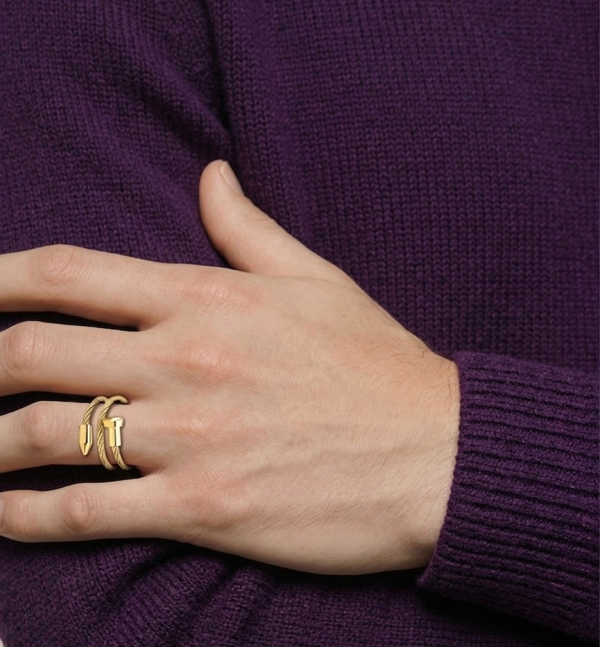 RG116G B.Tiff Gold Pointe Cable Adjustable Ring