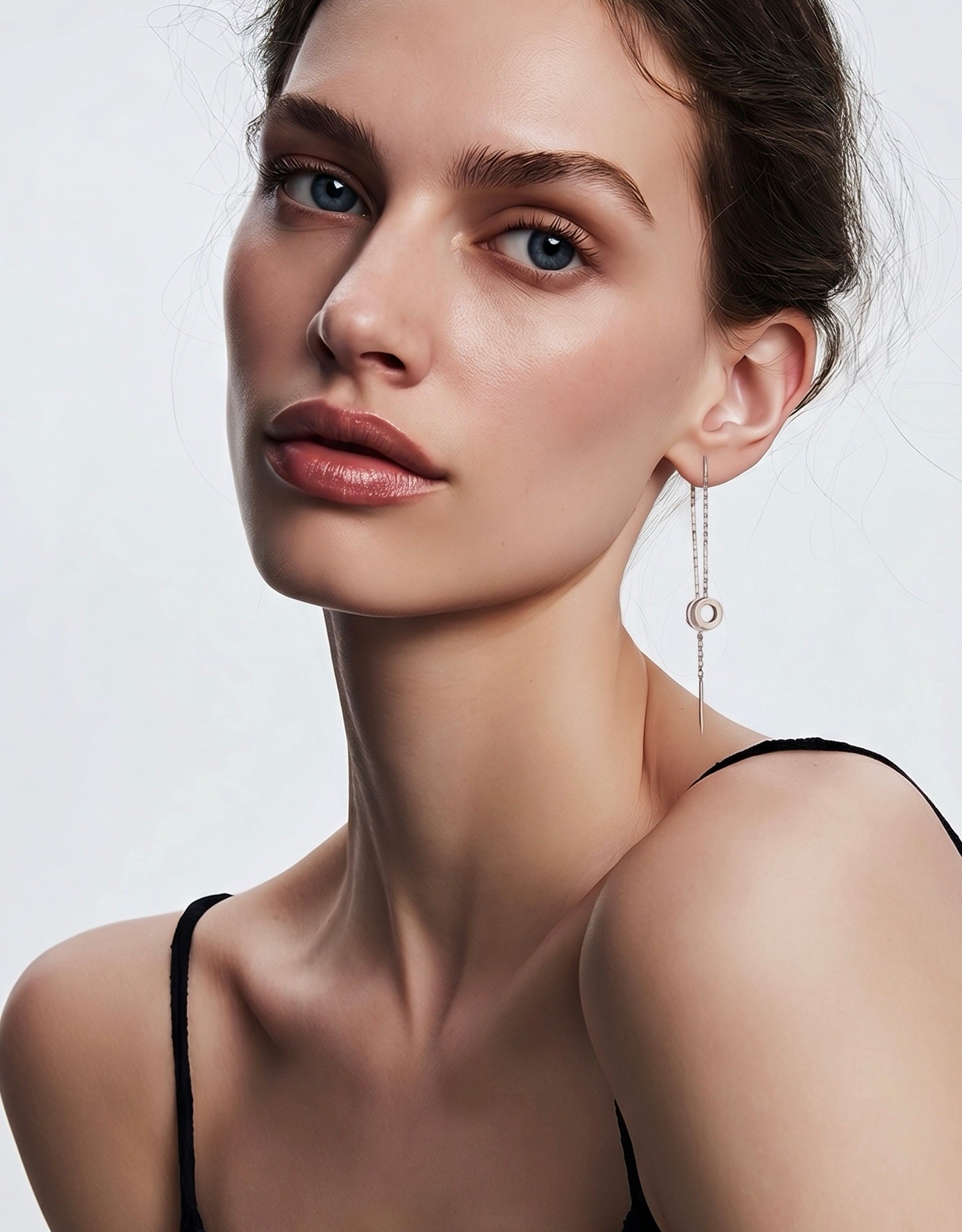 ER228G B.Tiff Gold Thread Dangling Pavé Circle Earrings