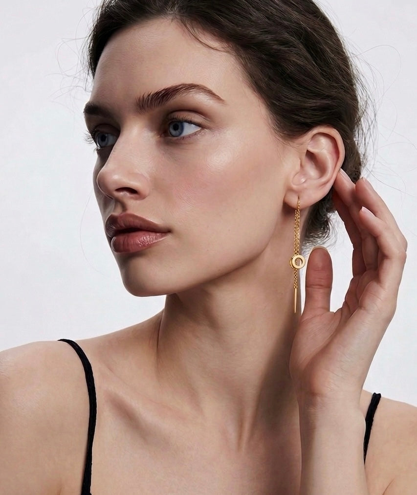 ER228W B.Tiff Thread Dangling Pavé Circle Earrings