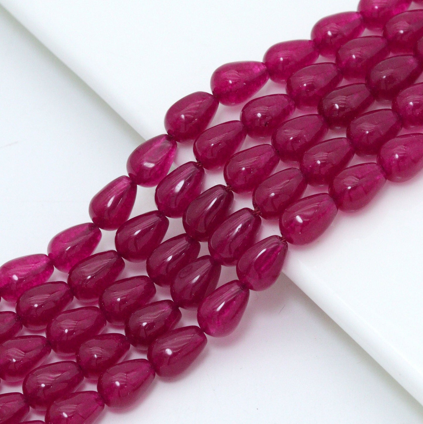 Green and Red Jade Smooth Teardrop Beads, Sku#U2336