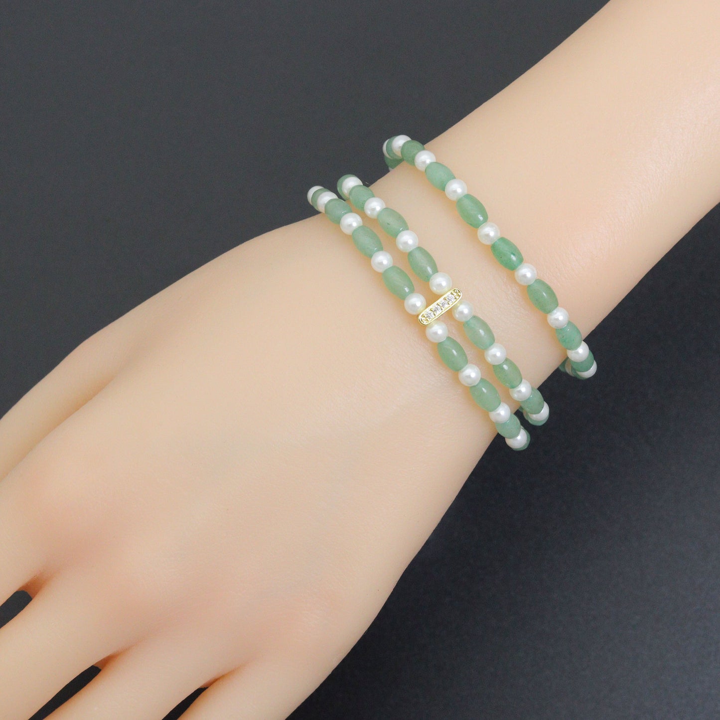 4x6mm Barrel Aventurine Stretchy Bracelet, Sku#EF666
