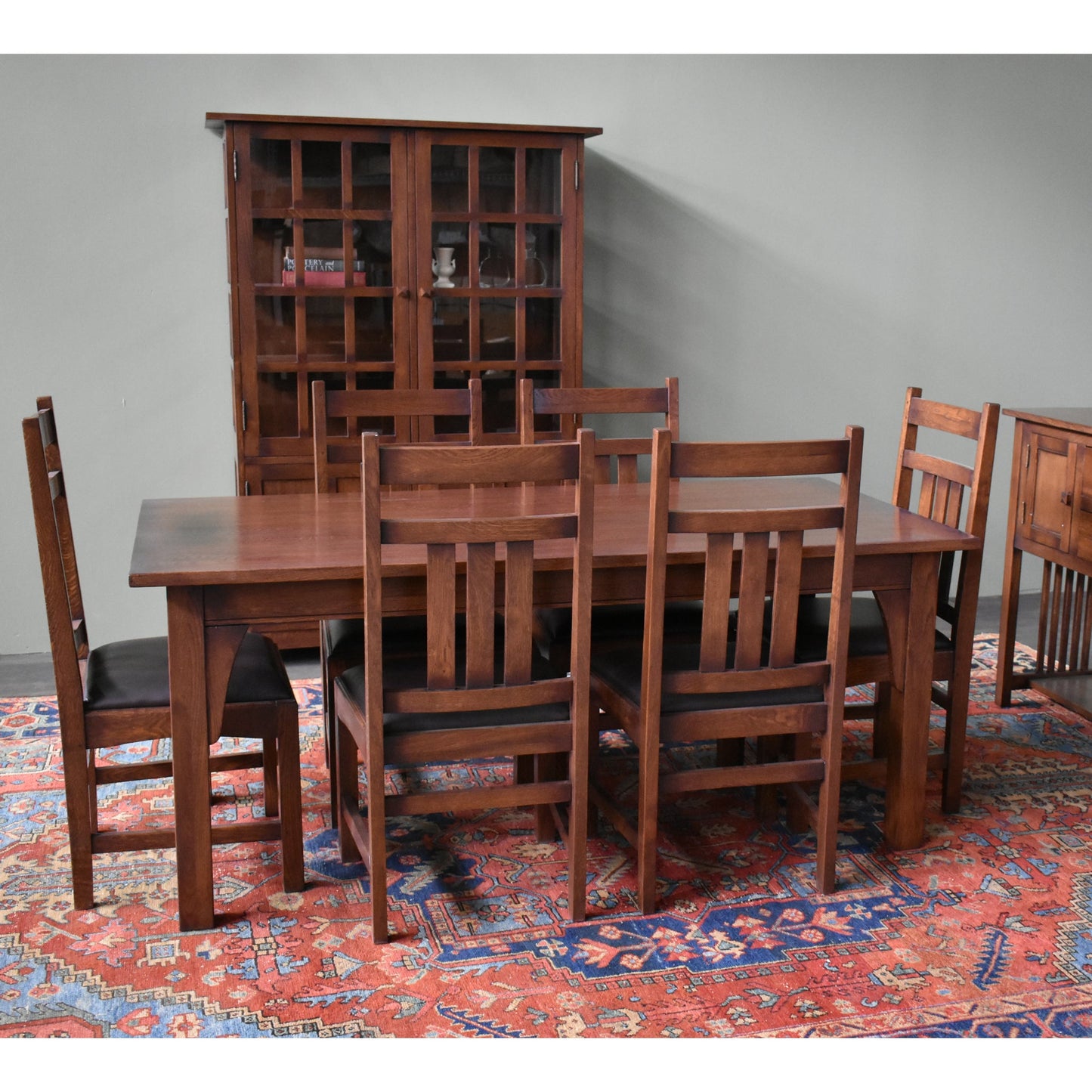 Mission 70" Solid Oak Dining Table Set with 6 #401 Chairs