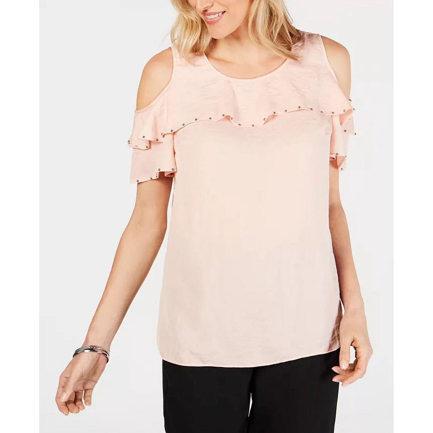 Jm Collection Plus Size Embellished Ruffled Top, casabella Size 1X