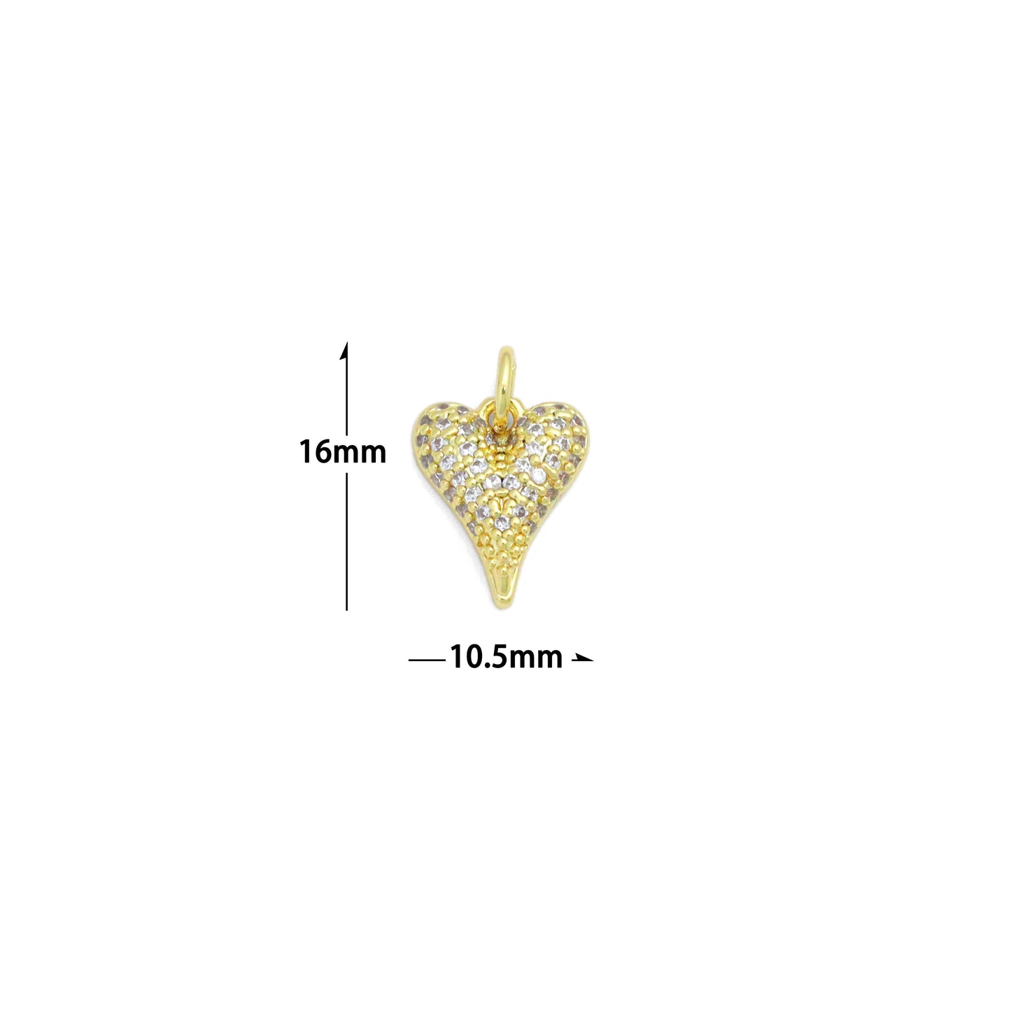 Cute Clear CZ Gold Heart Charm Pendant,Sku#LD709