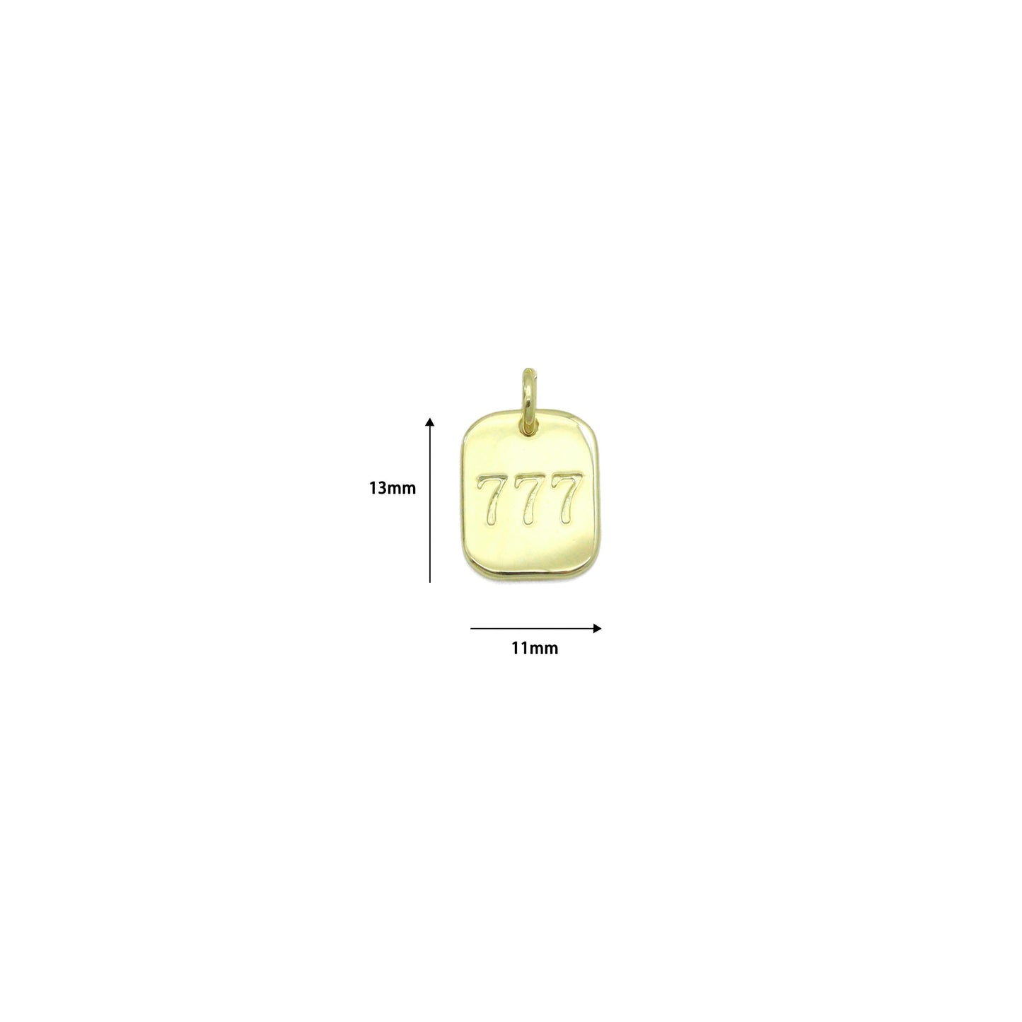 Gold Angel Number Rectangle Charms/Pendants, Sku#LX931